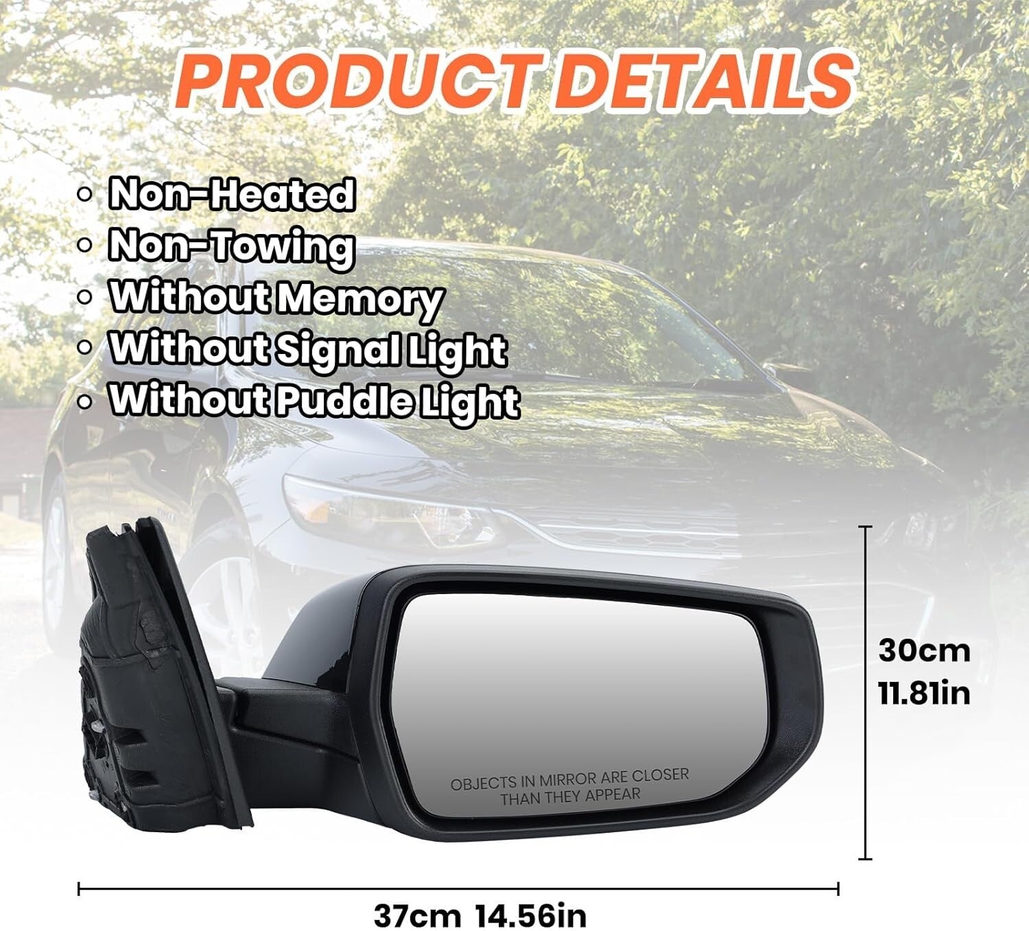 Gloss Black Right Side View Mirror for Chevy Malibu, OE Number: 84705520-PFM