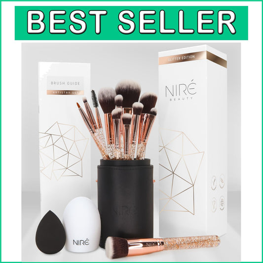 Award-Winning Glitter Makeup Brushes with Beauty Blender & Cleaner - Gift Ready!