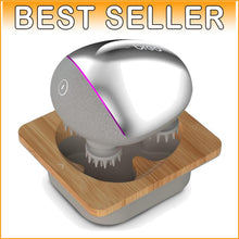 Load image into Gallery viewer, Rechargeable Portable Scalp Massager with Bamboo Base for Stress Relief Anywhere