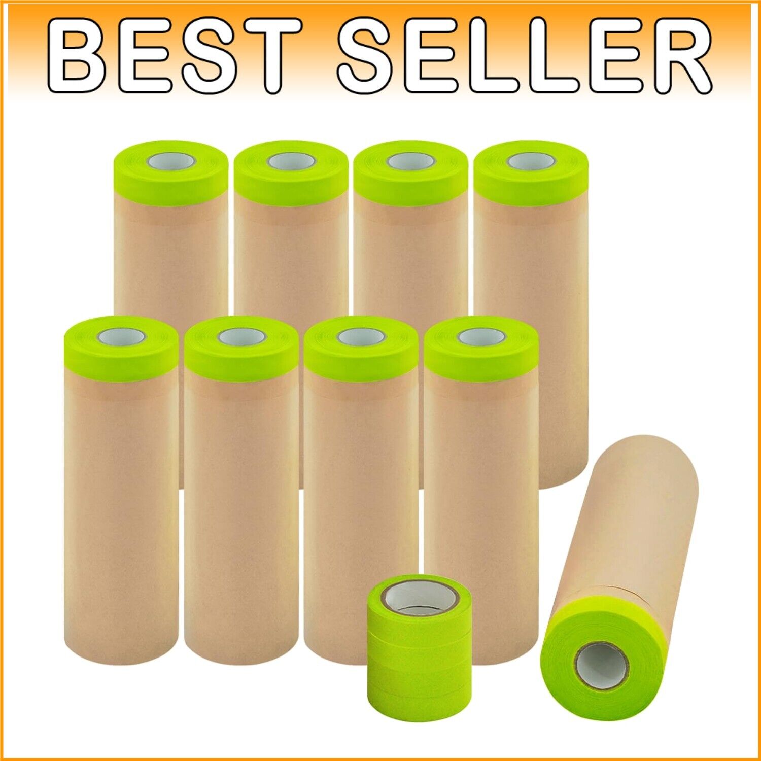 Waterproof Paint Masking Paper & Tape Kit - 9 Rolls, Clean Removal, No Residue