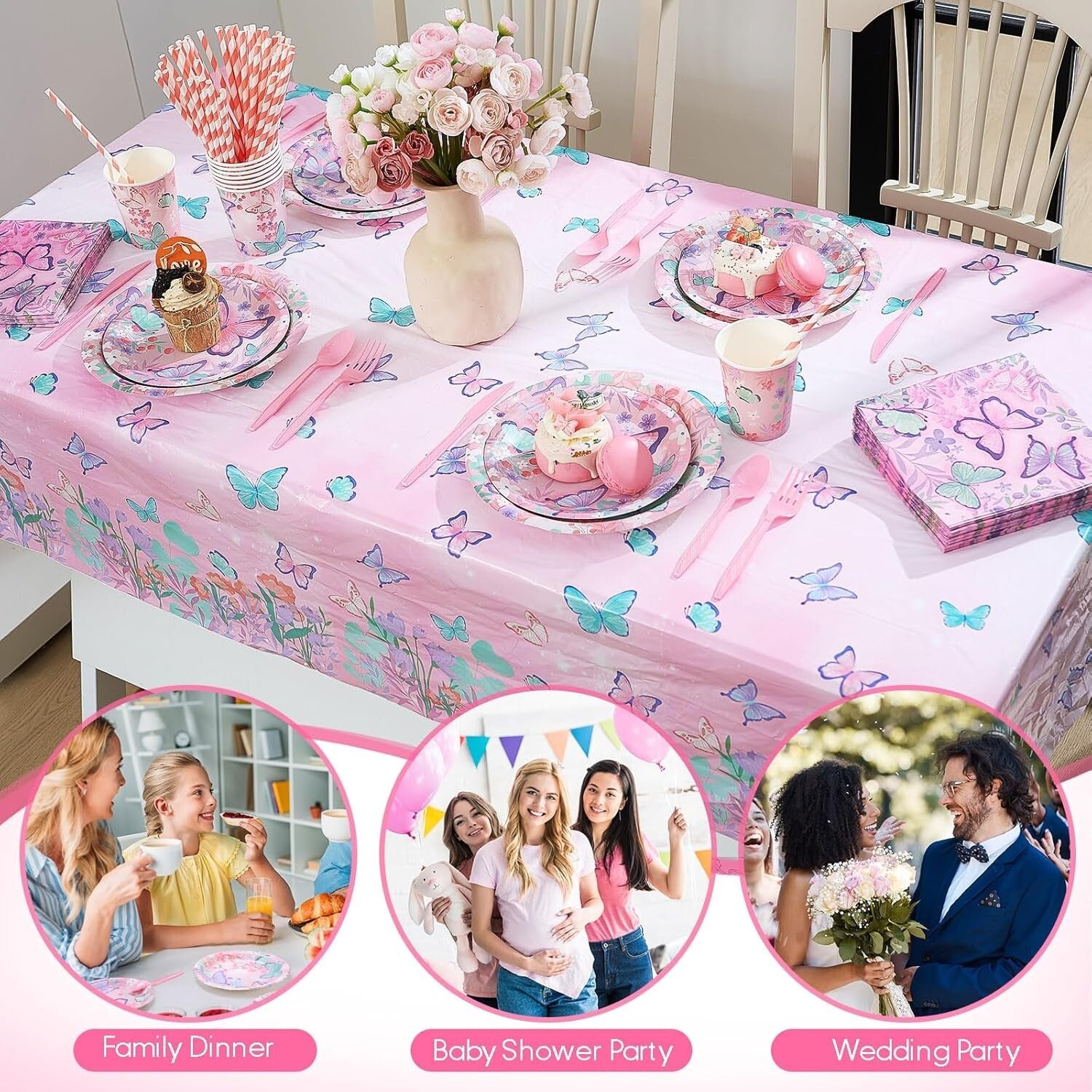 Charming Butterfly Birthday Party Supplies - 452 Pcs for Elegant Celebrations