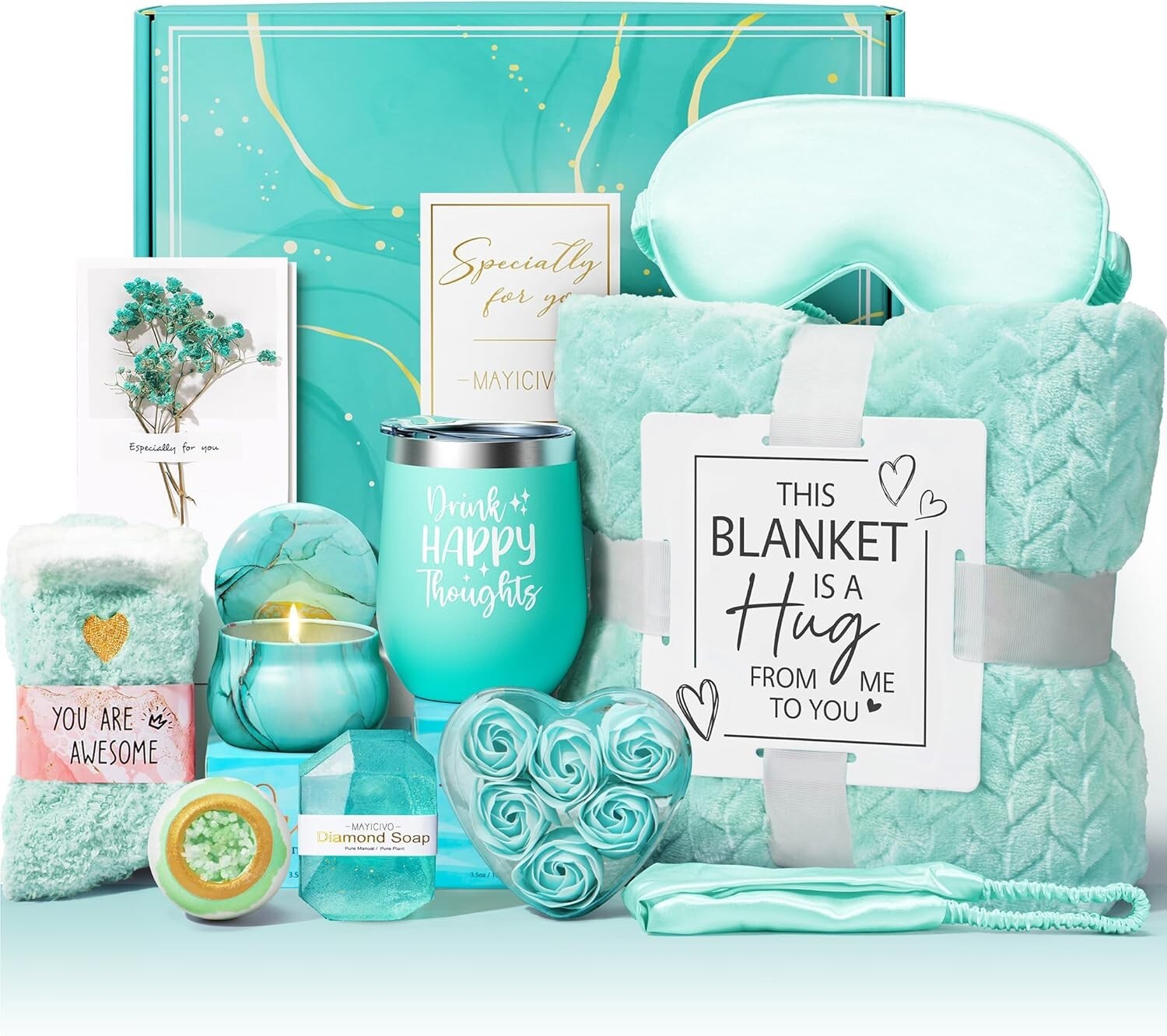 Unique Birthday Gifts for Women: Ocean Relaxing Spa Basket with Flannel Blankets