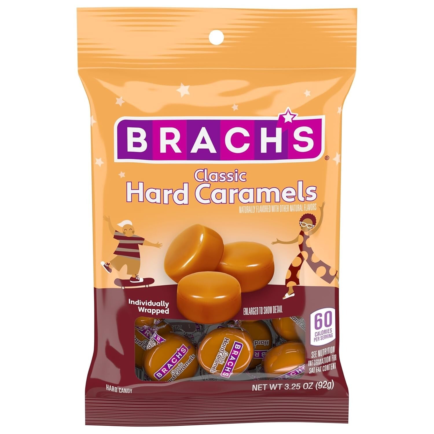 Caramel Flavored Nips Hard Candy - Individually Wrapped 3.25 oz, Pack of 24