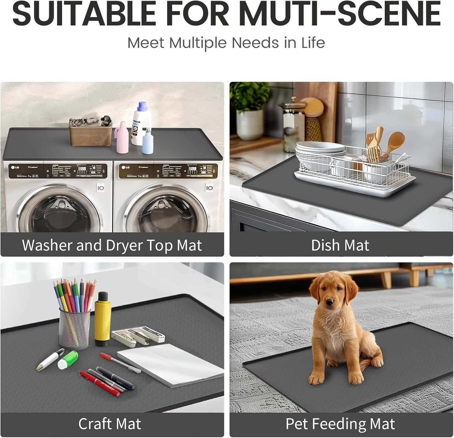 Non-Slip Silicone Washer and Dryer Mat - 51.2” x 25.6”, Dust & Scratch Protector