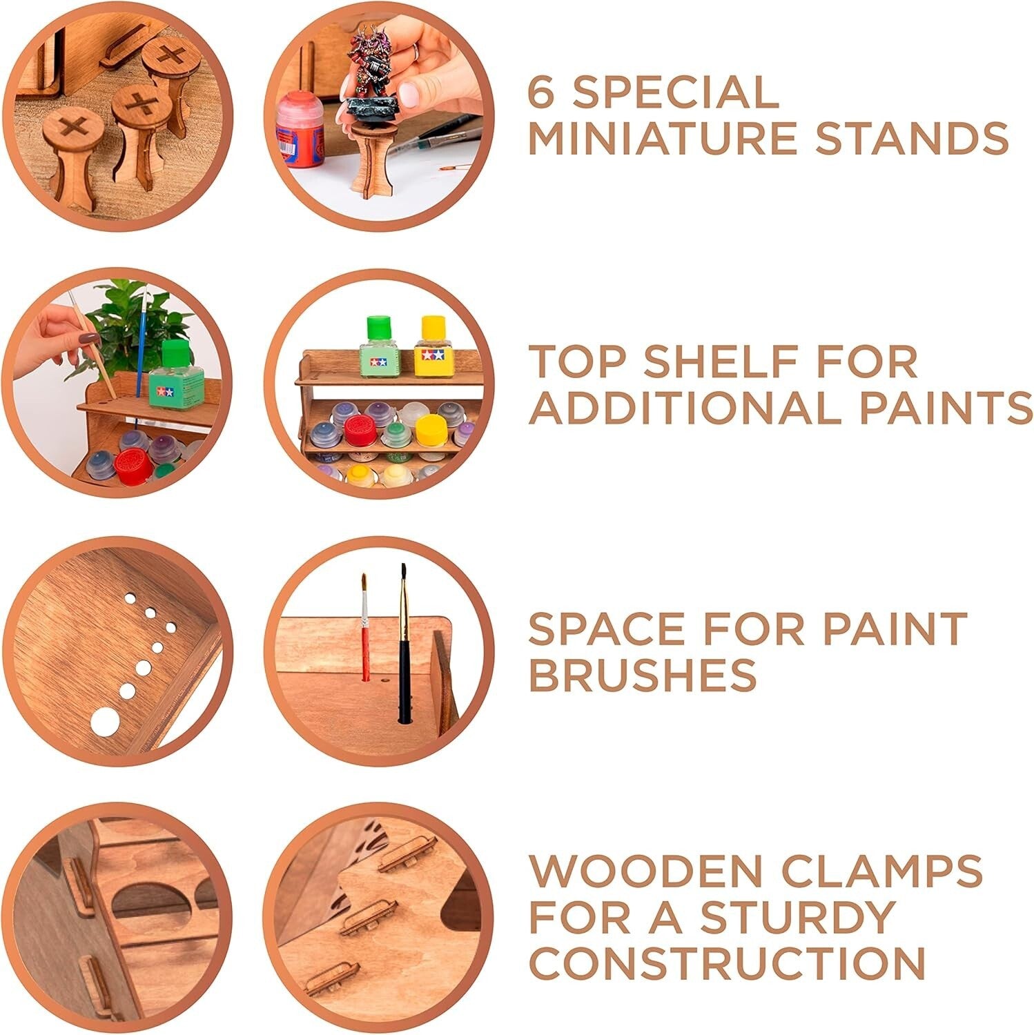 Elegant Wooden Paint Organizer for 87 Bottles & 14 Brushes - Easy Assembly