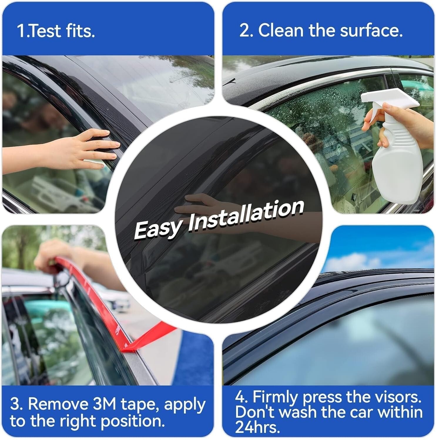 Easy Stick-On Window Rain Guards for 2009-2018 Dodge Ram 1500 Crew Cab