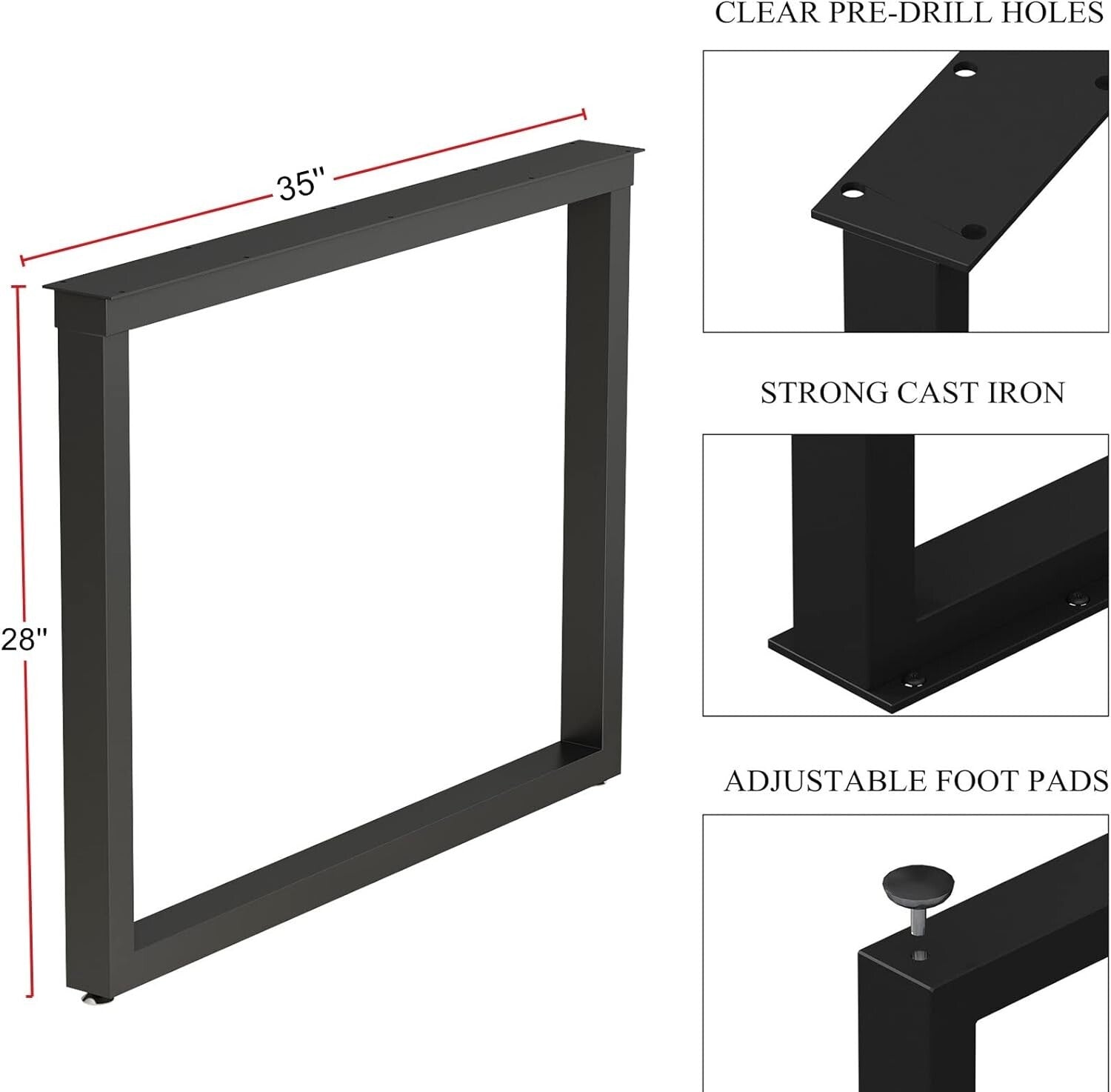 Versatile Heavy-Duty Metal Legs, 28-Inch - Perfect for Dining and Office Tables