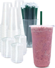 Load image into Gallery viewer, Versatile 32 oz Clear Drinking Cups with Secure Lids &amp; Straws - Outdoor Friendly