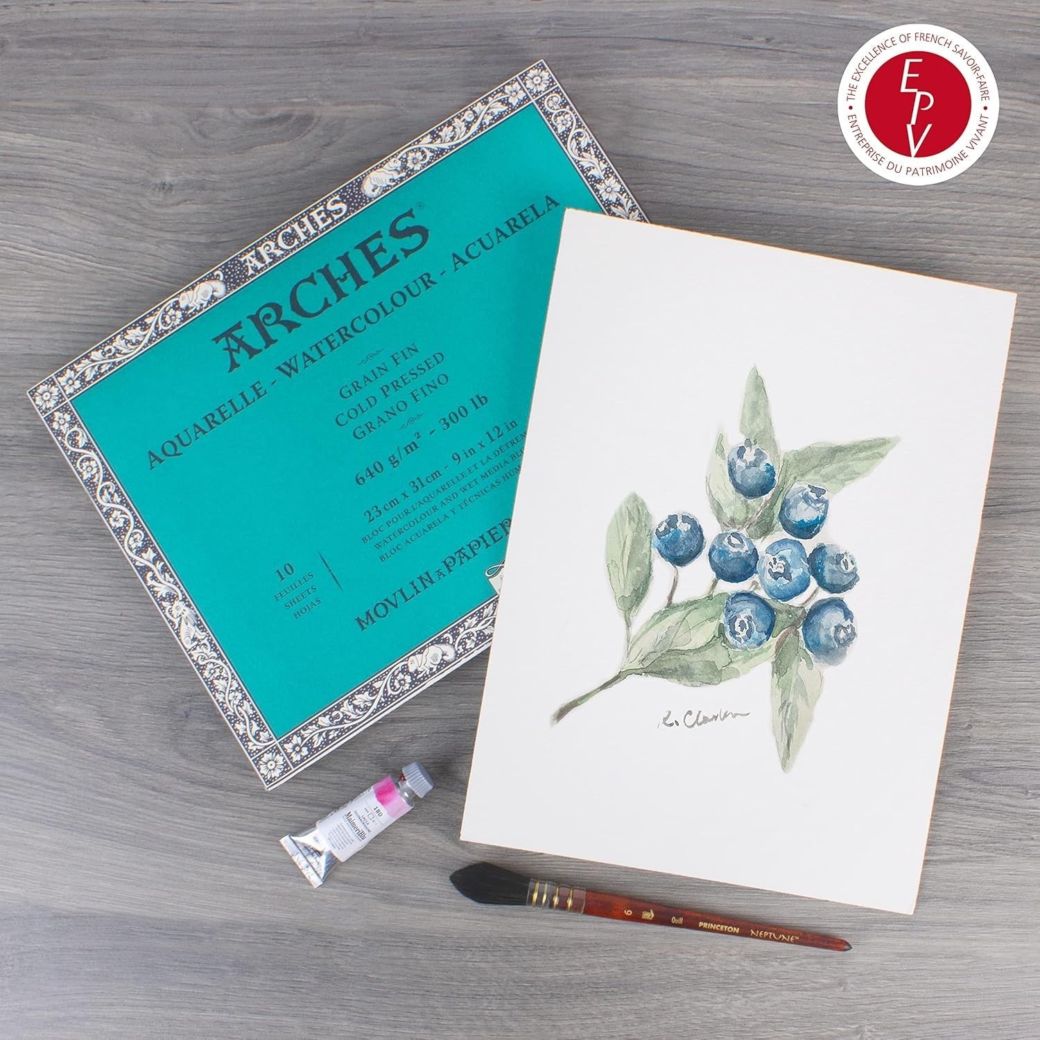 10-Sheet 9x12 Watercolor Paper Block - 100% Cotton Cold Press for Vibrant Art