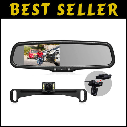Advanced Night Vision Rearview Mirror Camera with Stable Signal & LED Support