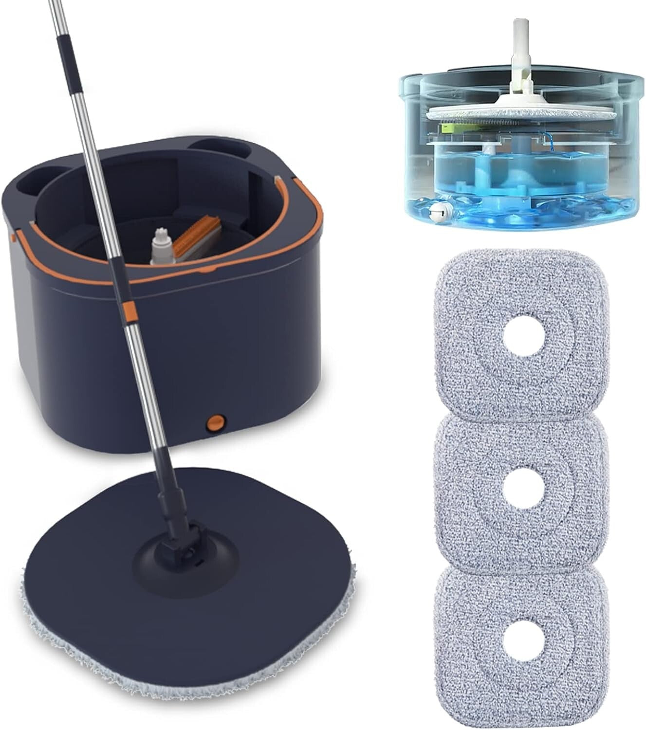 360-Degree Spin Mop System with Telescopic Handle for Easy Floor Cleaning