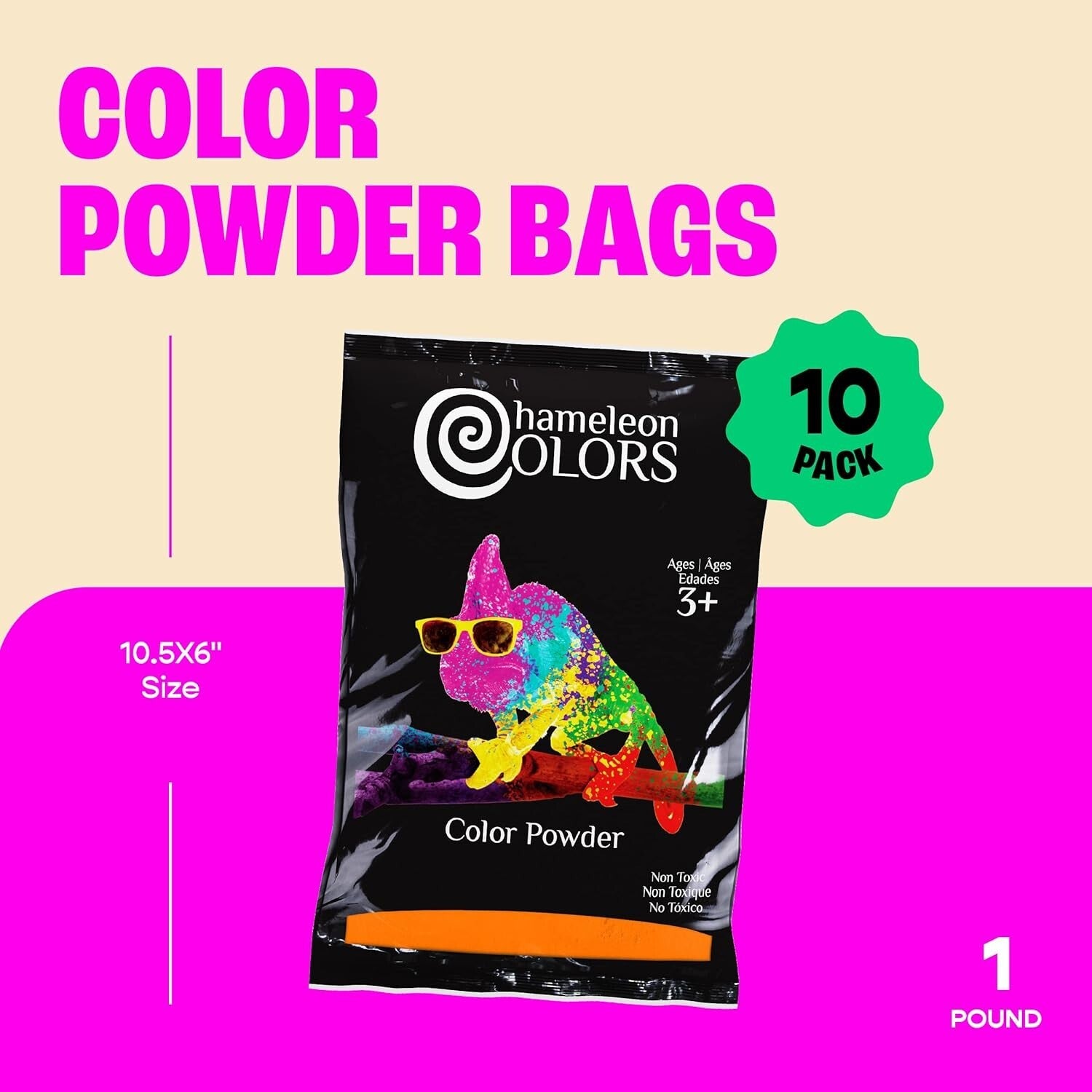 10-Pack 1 lb Non-Toxic Rainbow Color Powder for Vibrant Events and Celebrations