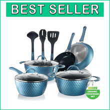 Load image into Gallery viewer, Elegant 11-Piece Non-Stick Ceramic Cookware Set in Royal Blue - Induction Ready