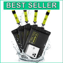 Load image into Gallery viewer, Marine Waterproof Phone Pouch - 4 Pack with Detachable Lanyard, Black/Hi-Vis