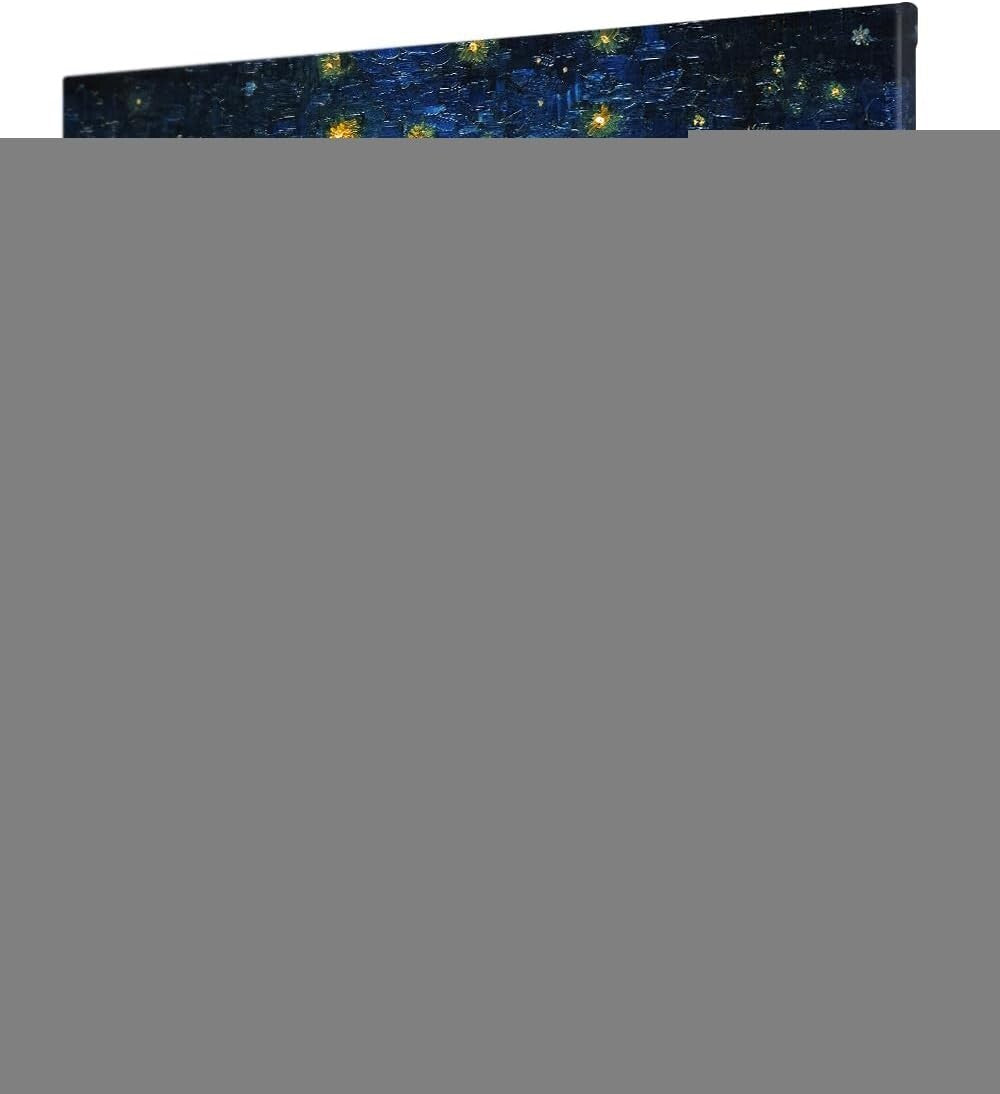 Stunning Starry Night Over The Rhone Canvas Wall Art - 30x24 with Hanging Tools