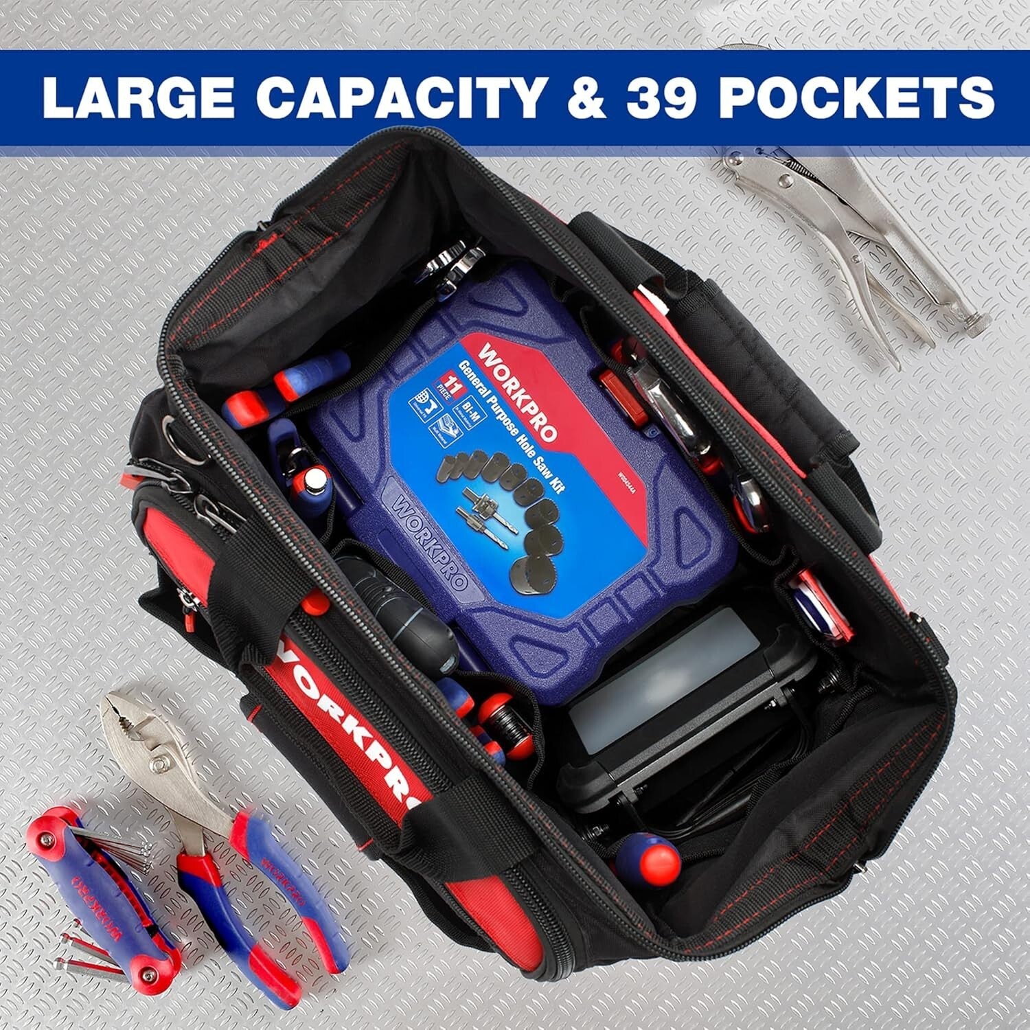 16" Multi-Compartment Tool Organizer with Waterproof Base - Ideal for Tradesmen