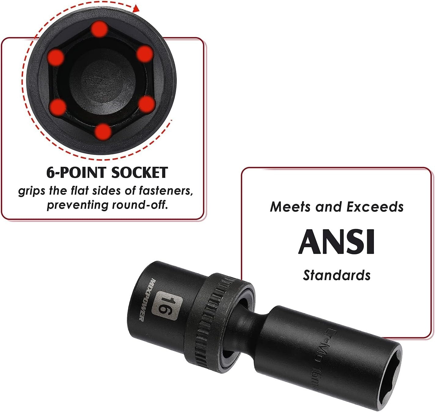 Lightweight 10-Piece Impact Socket Set - Chrome Molybdenum with Black Finish