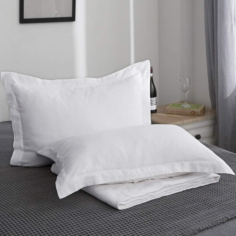Classic 100% French Linen Pillow Shams - Breathable & Eco-Friendly, Set of 2