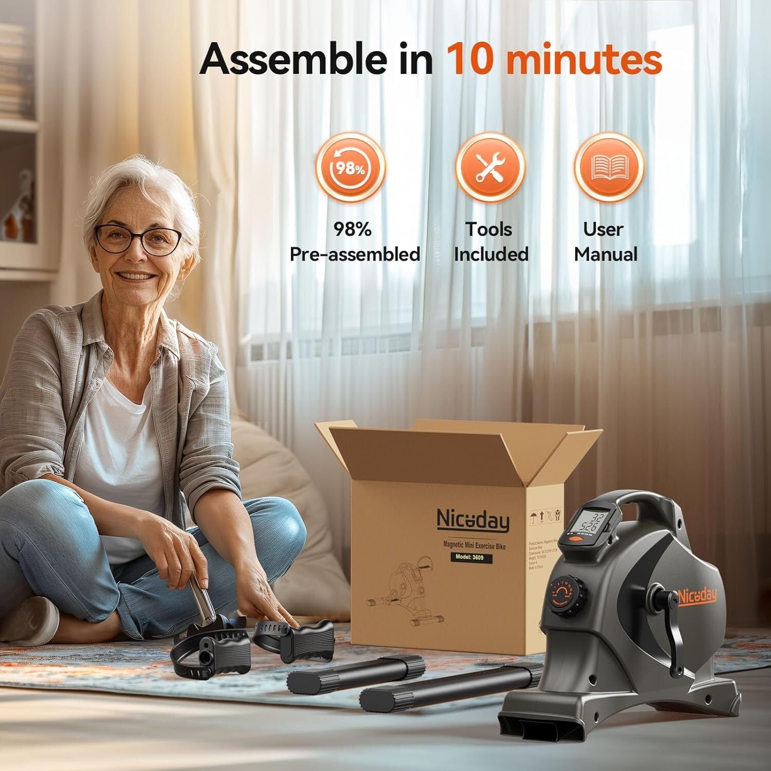 Versatile Office Bike Pedal Exerciser with Magnetic Resistance, Ideal for Rehab