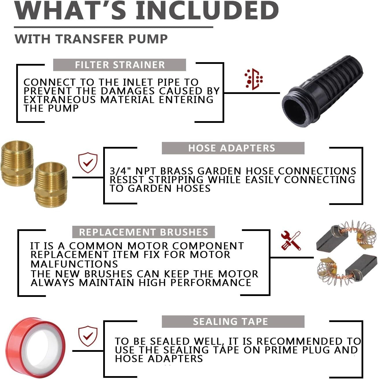 Portable 115V Utility Pump with ON/OFF Switch and Brass Connectors, 120ft Lift