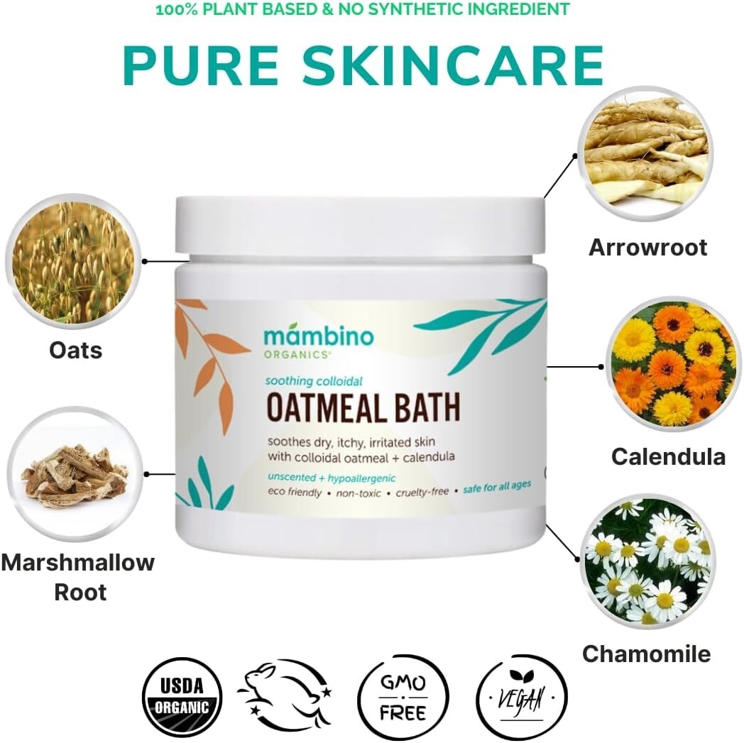 Smooth and Soothing Organic Oatmeal Bath Powder – 6oz 3-Pack for Sensitive Skin
