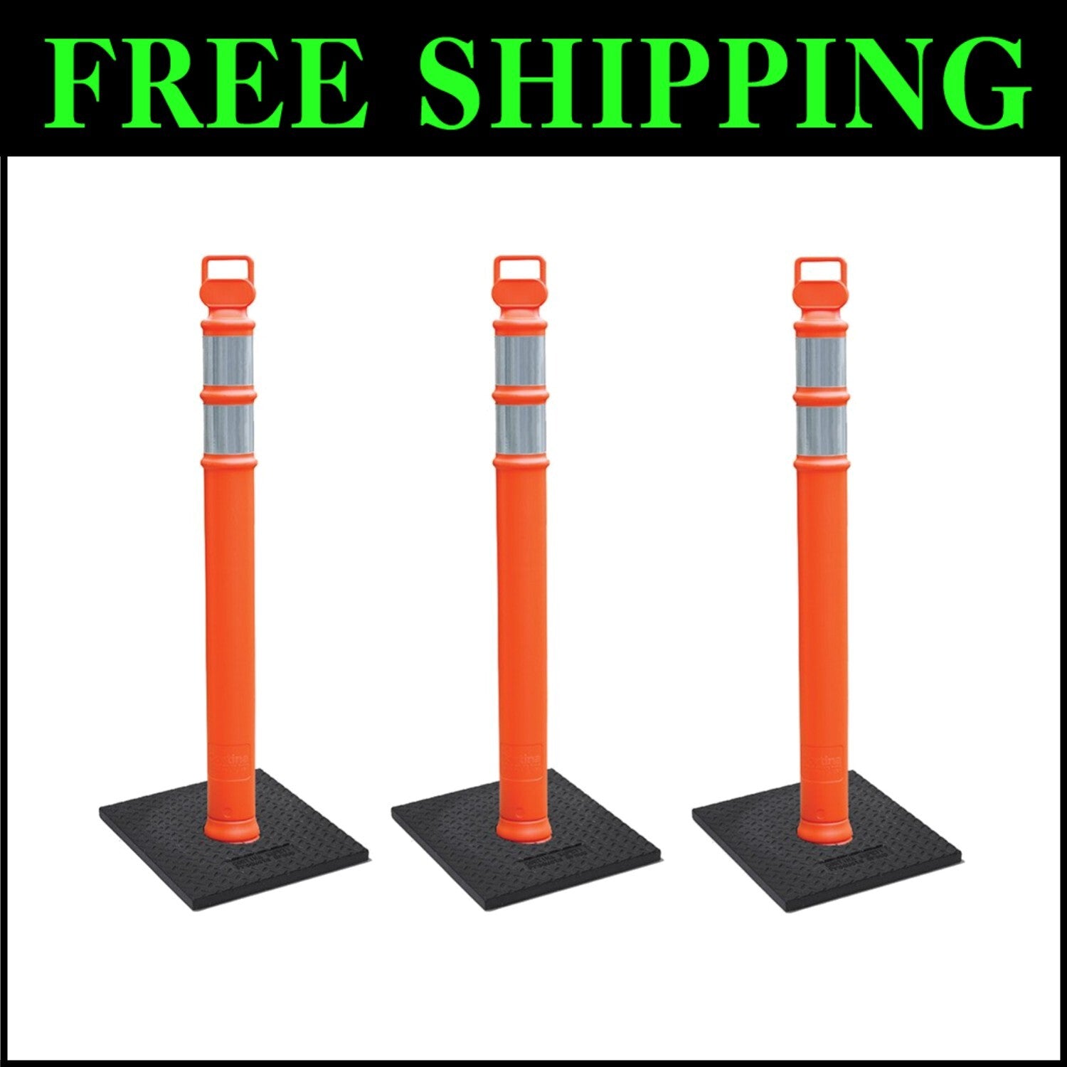 Cortina EZ Grab 45" Orange Delineator Post Kit - 3 Pack with Reflective Collars