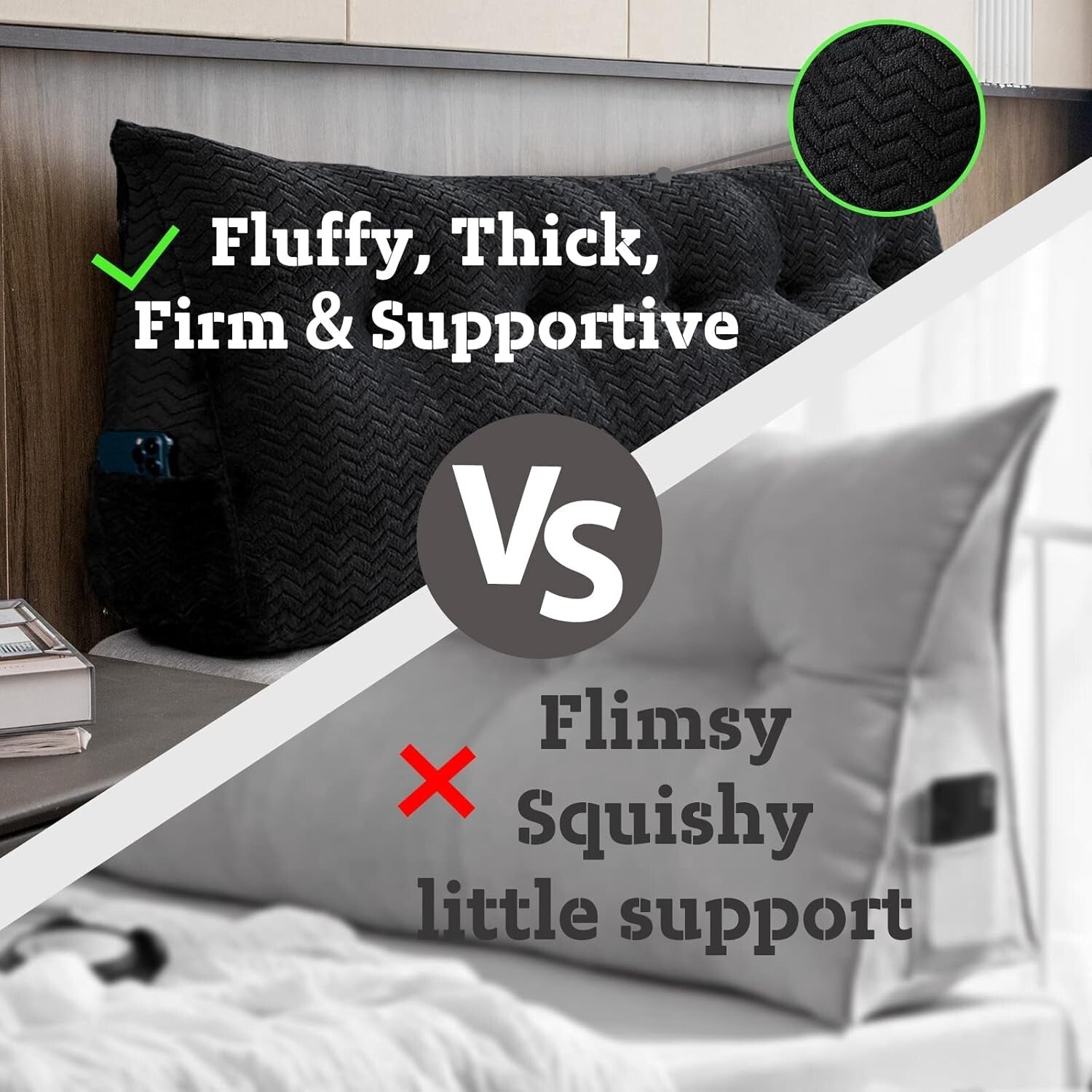 Ergonomic Large Wedge Pillow - California King Backrest for Reading & Relaxation