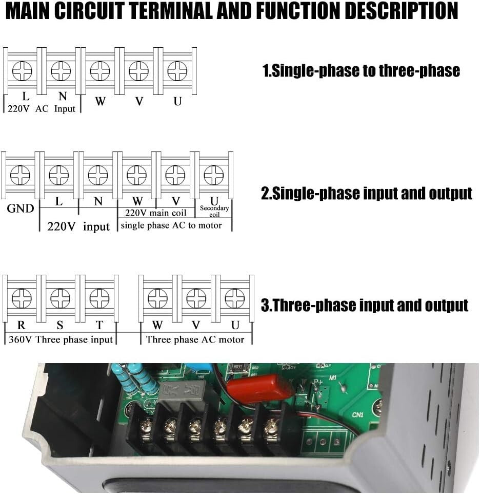 10A 2.2KW VFD Inverter for CNC & Spindle Speed Control, 220V 3 Phase Output