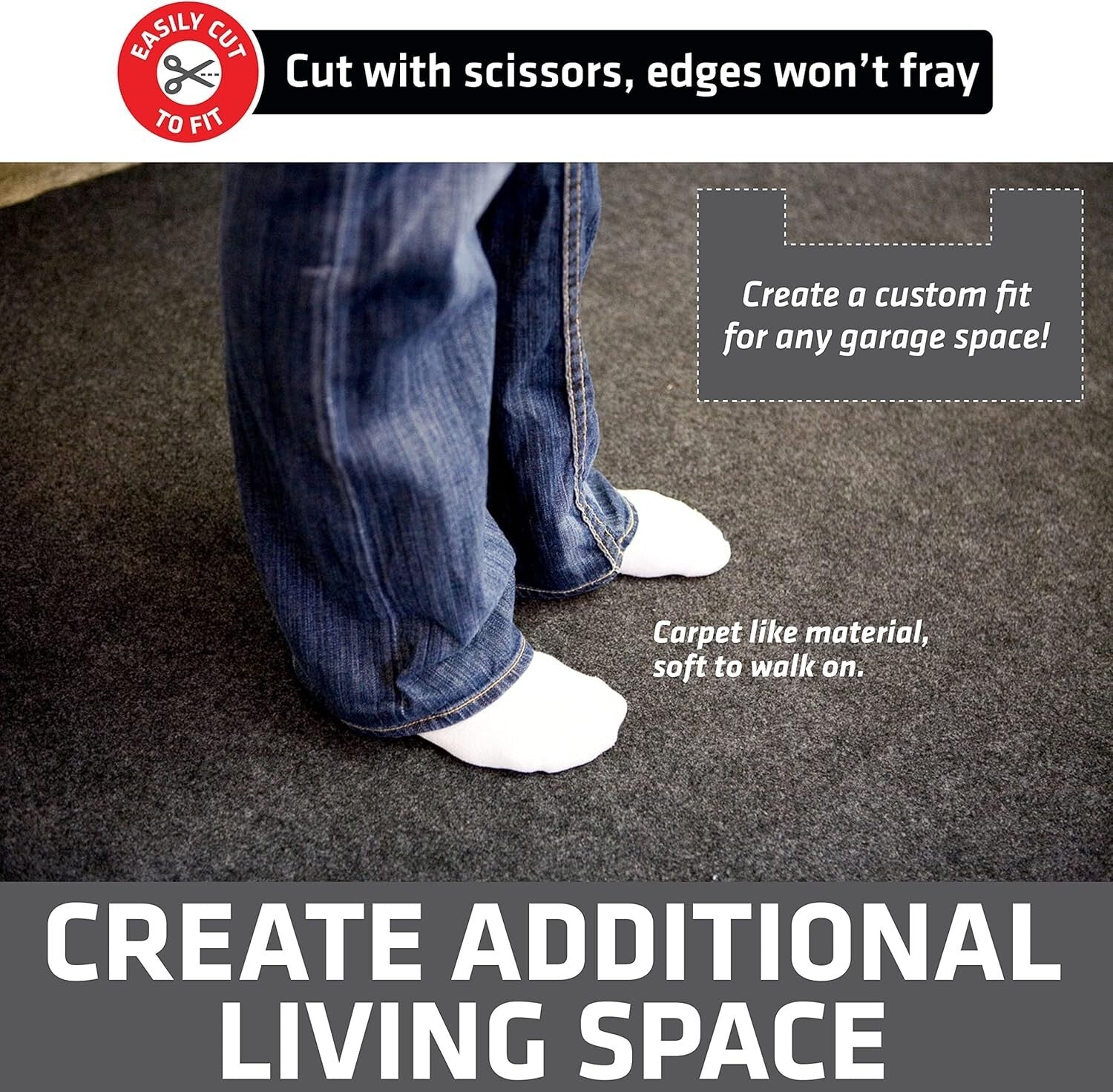 Durable 17' x 7'4" Garage Mat – Transforms Floor with Easy Clean Charcoal Design