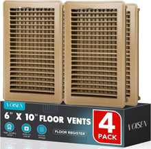 Load image into Gallery viewer, 4-Pack Classic Louver 6x10 Floor Registers - Adjustable Air Circulation Grilles