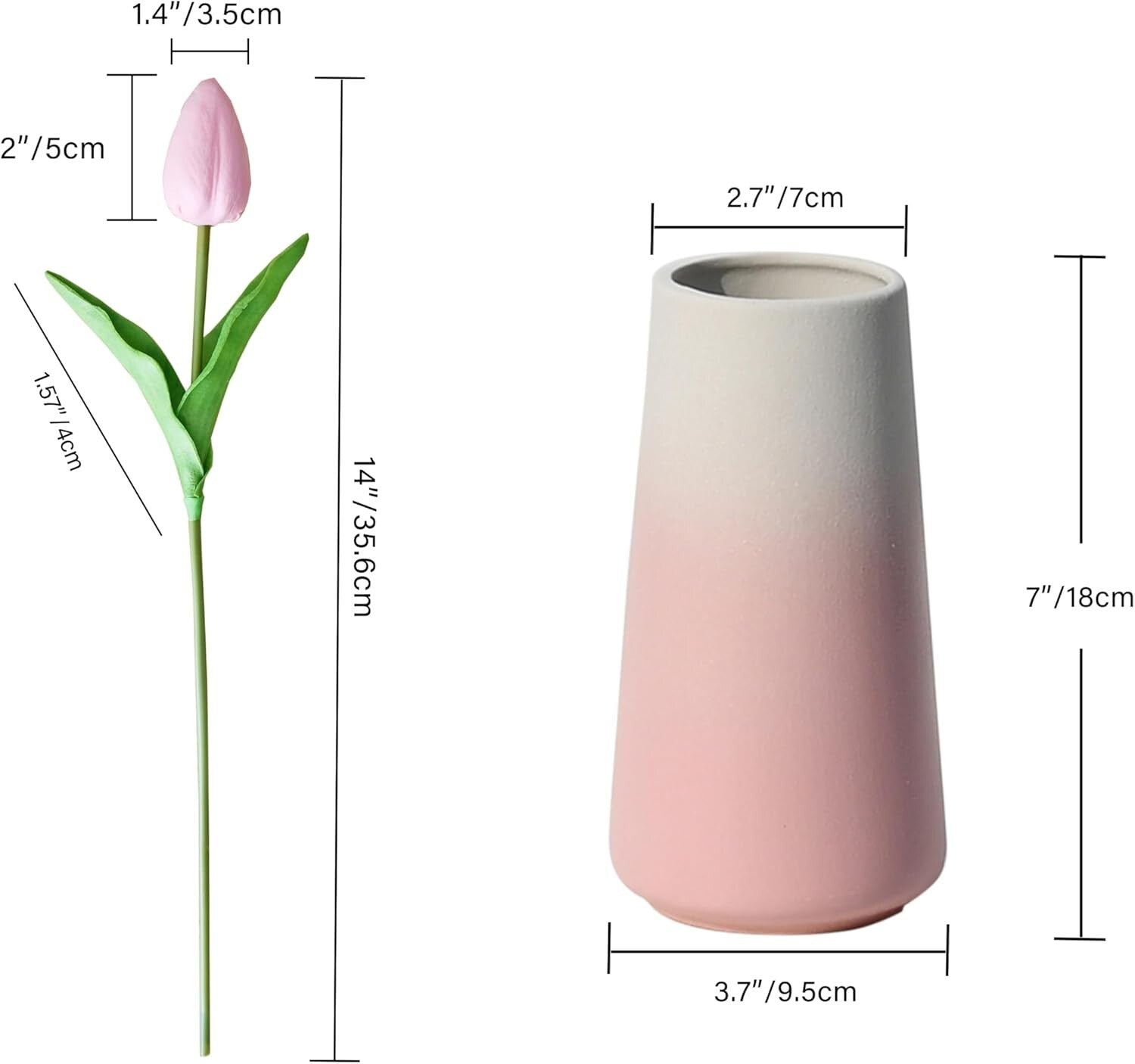Realistic 28pcs Light Pink Tulips in Vase - Wedding, Home & Office Decorations