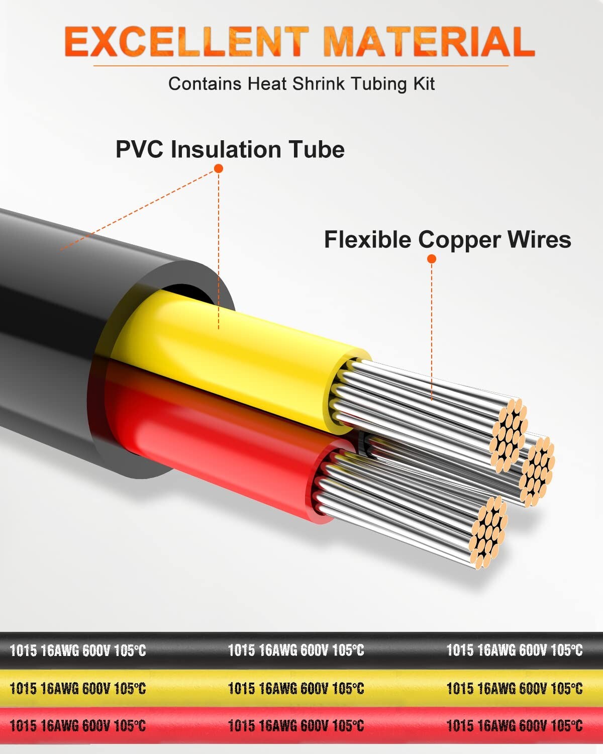 3 Conductor 16 AWG Tinned Copper Wiring - Ideal for Automotive & Marine Projects
