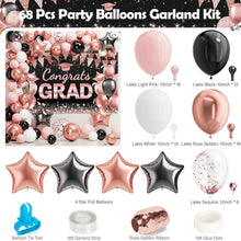 Load image into Gallery viewer, Complete 2025 Graduation Celebration Kit - 245 PCS in Black, Pink &amp; Rose Gold