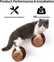 Load image into Gallery viewer, Indoor Cat Wall Shelves - 11.8” Walnut Stairs with Jute Scratch Surface - 2 Sets