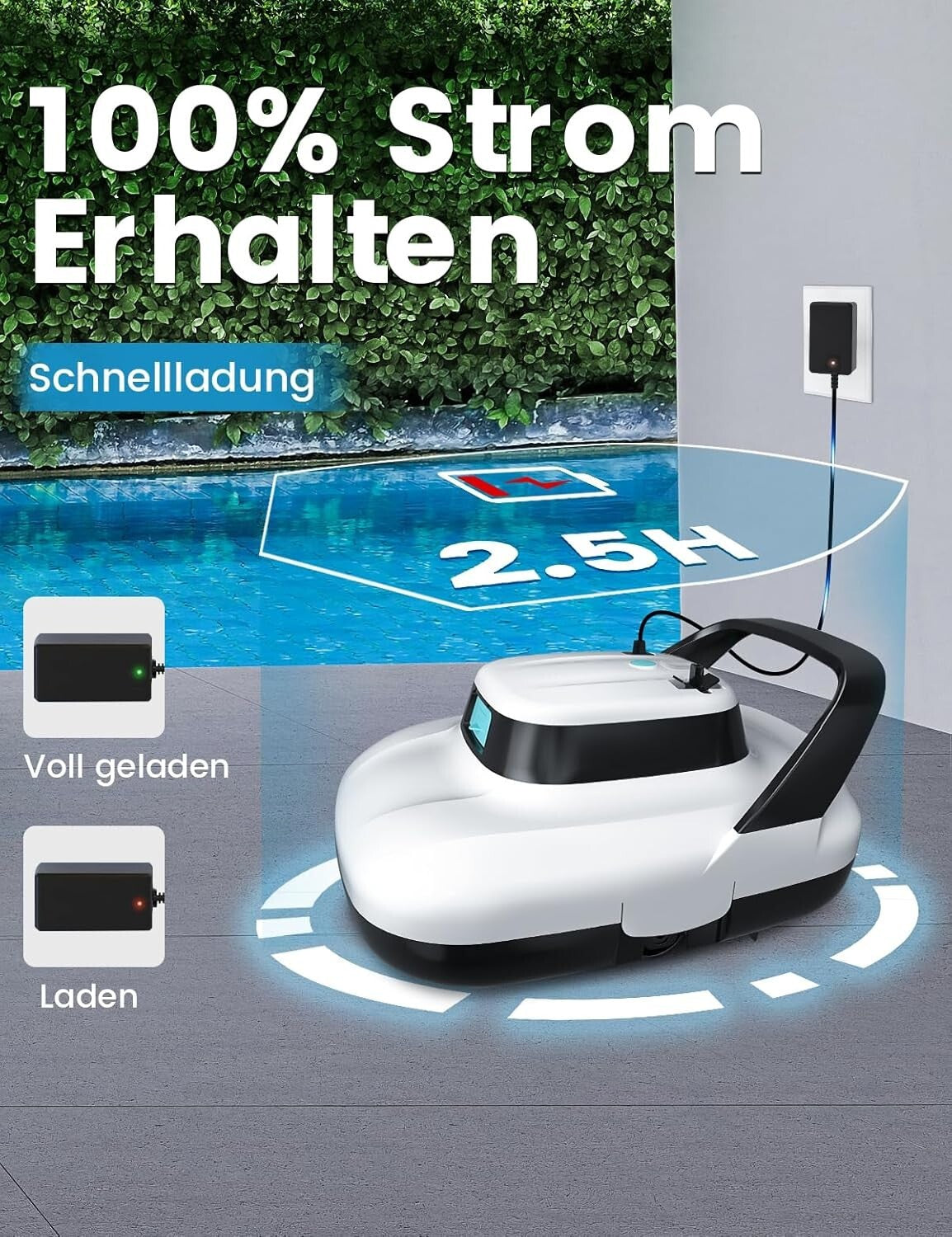 2025 Cordless Robotic Pool Cleaner - Dual Motors, Self-Parking & 90 Min Runtime