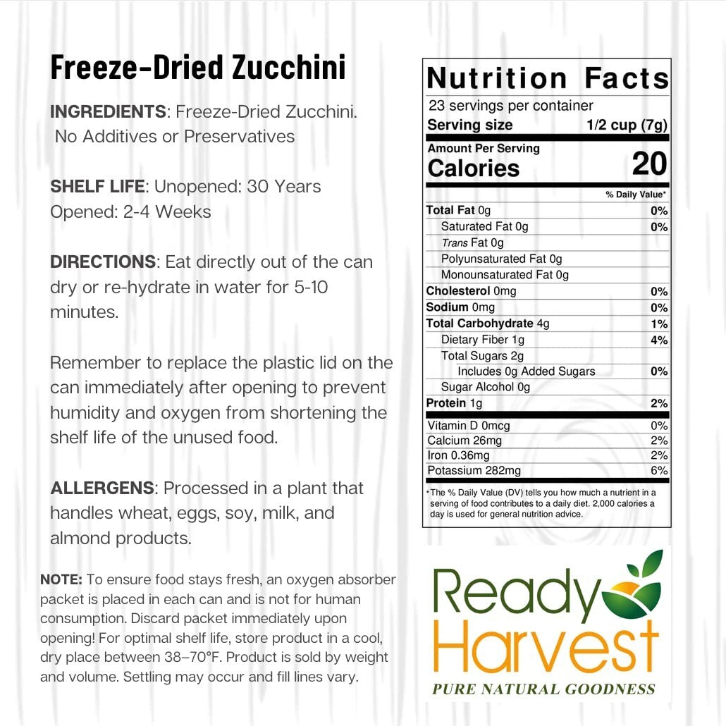 Freeze-Dried Zucchini Can - Emergency Food Supply with 25-Year Shelf Life