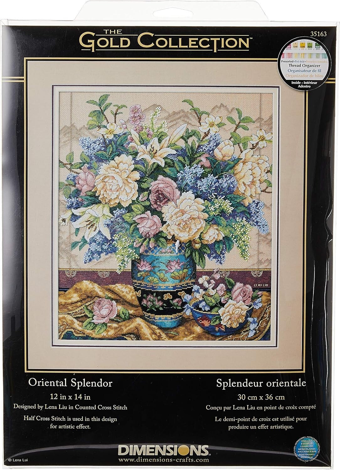 Create Stunning DIY Wall Art with Gold Collection Oriental Flower Cross Stitch
