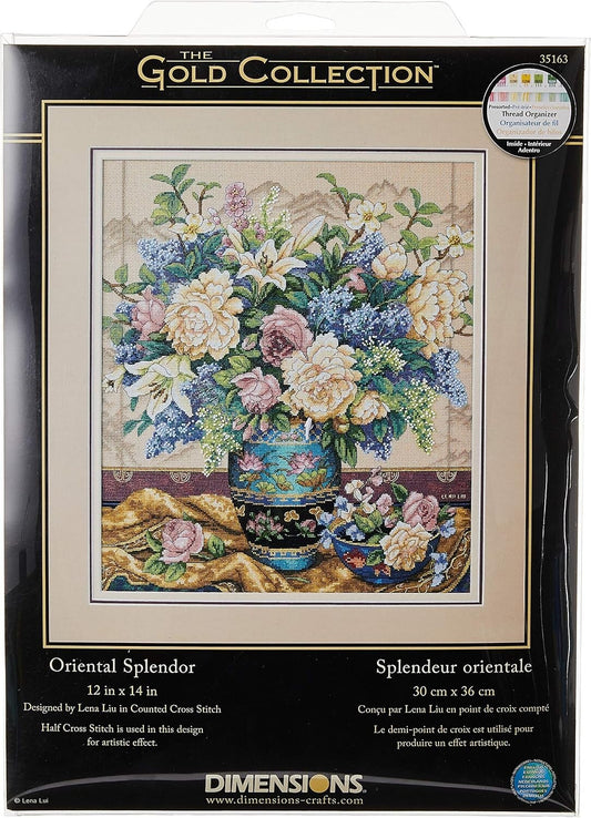 Create Stunning DIY Wall Art with Gold Collection Oriental Flower Cross Stitch