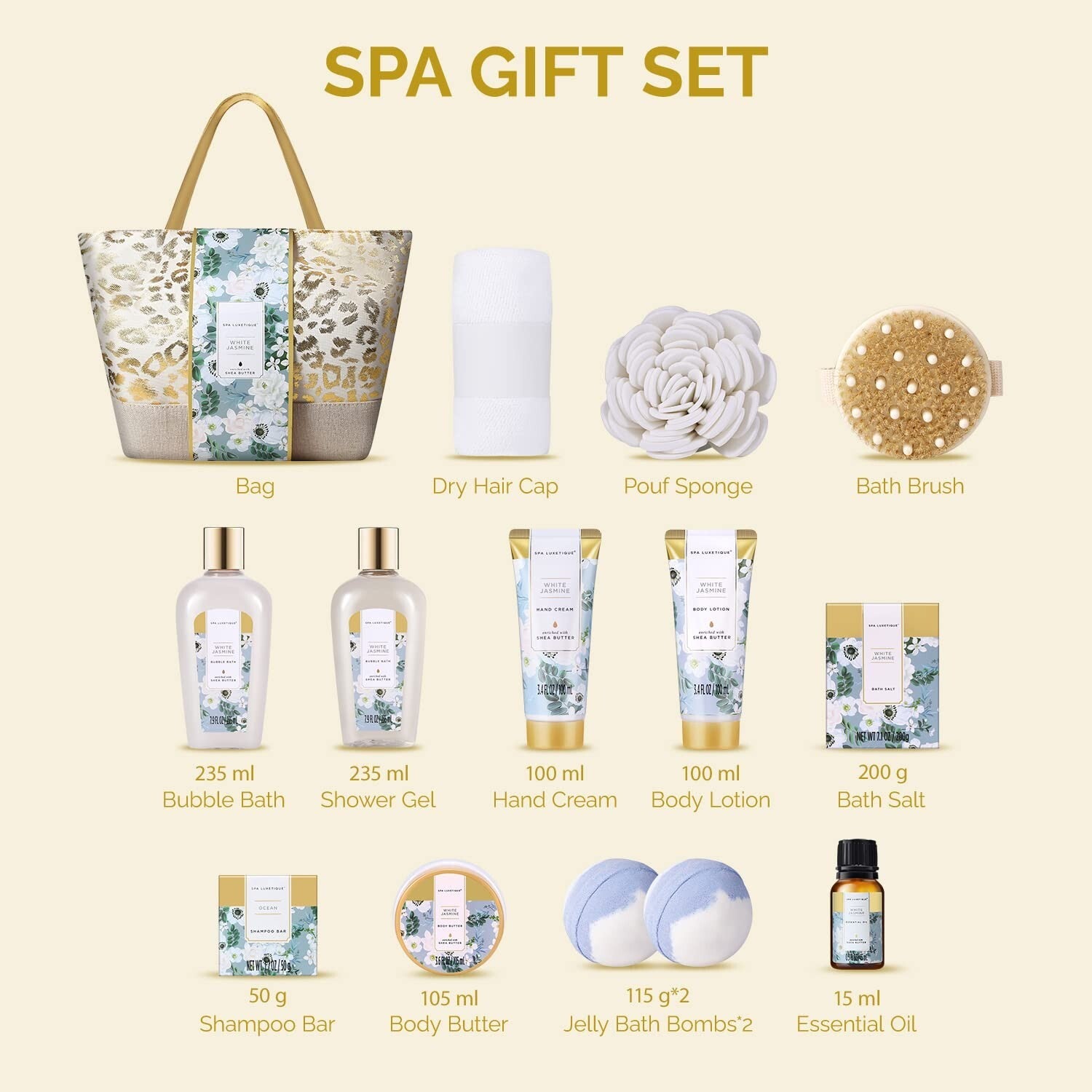 Nourishing Spa Gift Basket for Women - 15-Pc Bath Essentials in Elegant Tote