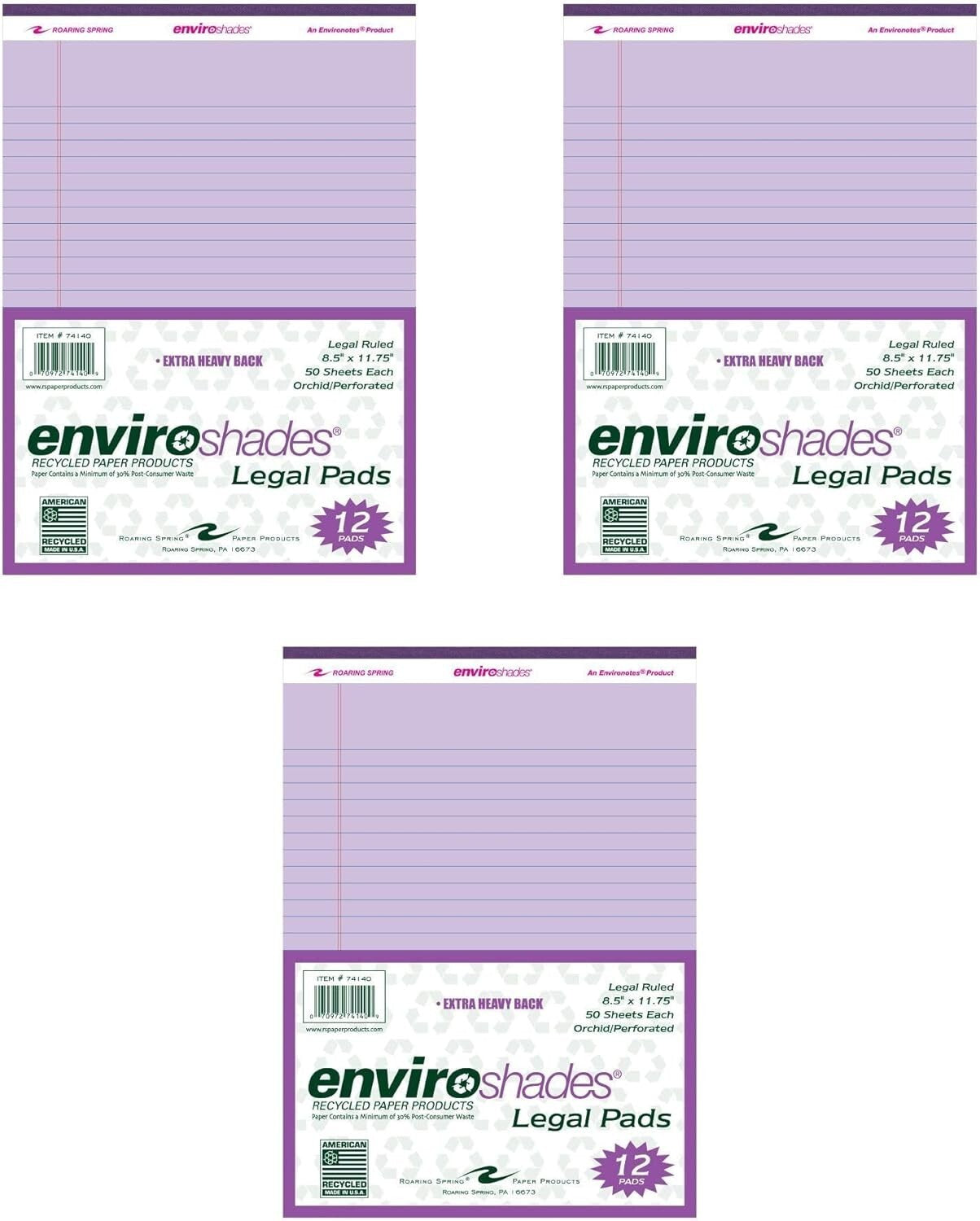 Premium Quality Purple Legal Pads - Case of 72, 50 Sheets, Eco-Conscious Choice