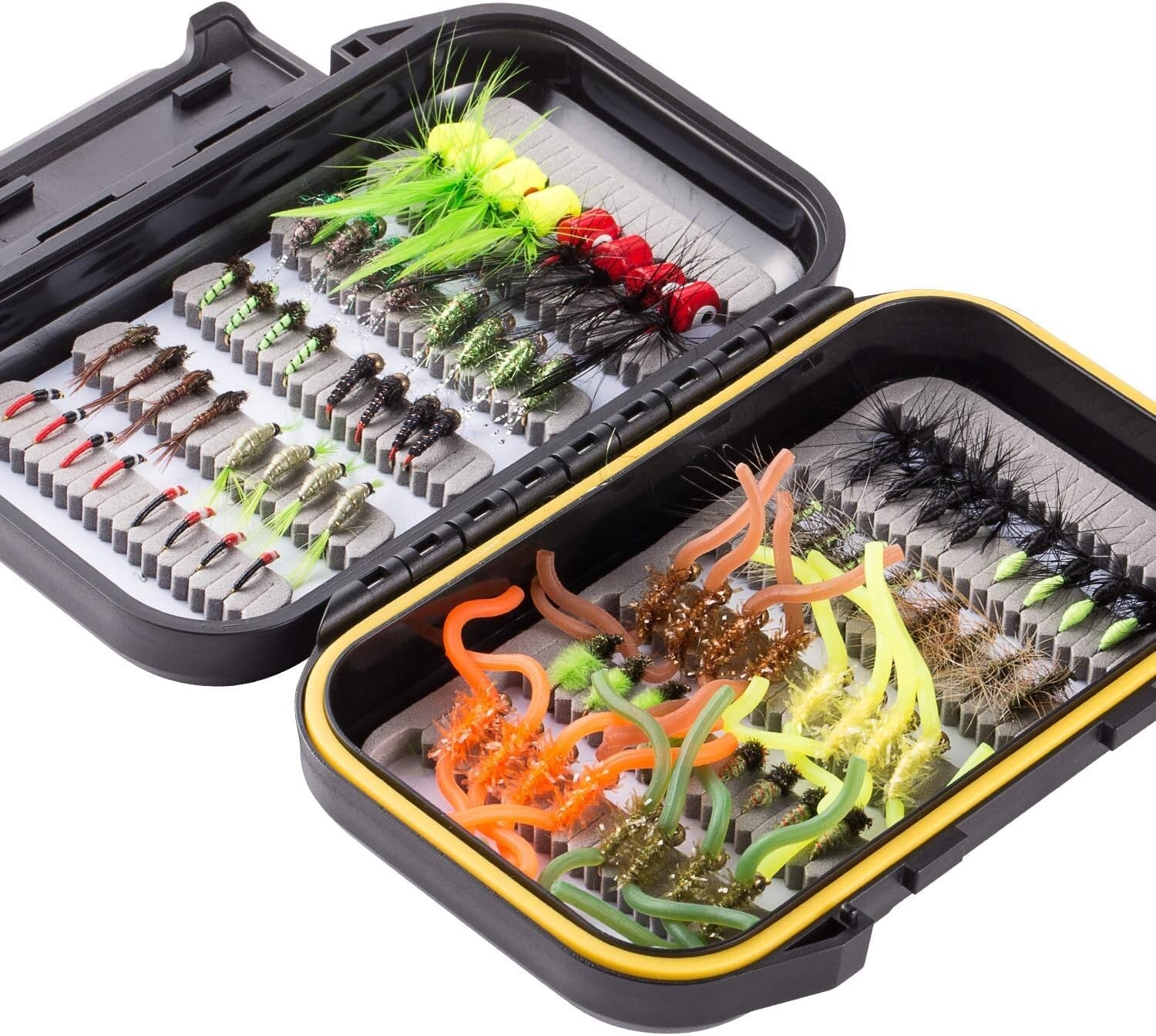 Versatile 80pcs Fishing Flies Kit in Waterproof Box - Ideal for Bluegill & Trout