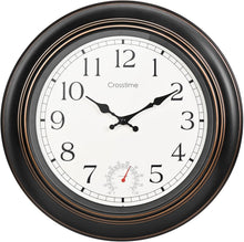 Load image into Gallery viewer, Large 18" Retro Wall Clock with Built-in Thermometer for Indoor/Outdoor Spaces