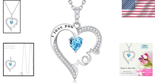 Charming Aquamarine Heart Necklace - Perfect Gift for Mother's Day & Birthdays