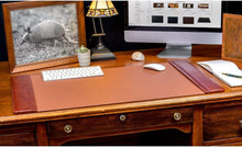 Load image into Gallery viewer, Luxurious 34” x 20” Leather Desk Mat - Stylish Side Rails for Organization