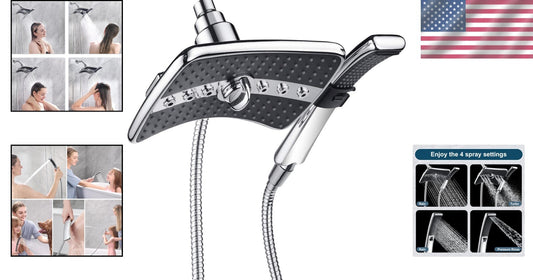 Stylish Dual Shower Head Set: Handheld & Rainfall with Tool-Free Installation