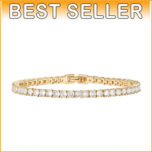 Beautifully Packaged 14K Gold Plated Tennis Bracelet | 3mm Cubic Zirconia | 7"