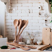 Load image into Gallery viewer, Unique Olive Wood 6pcs Cooking Utensil Set - 12-Inch, Chemical-Free Luxury