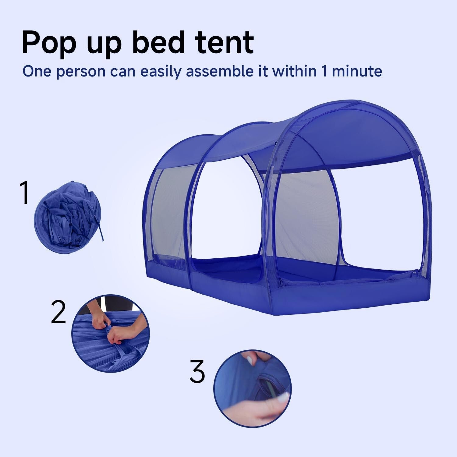 Breathable Mesh Indoor Bed Tent with 4 Doors for Ultimate Privacy - Full Size