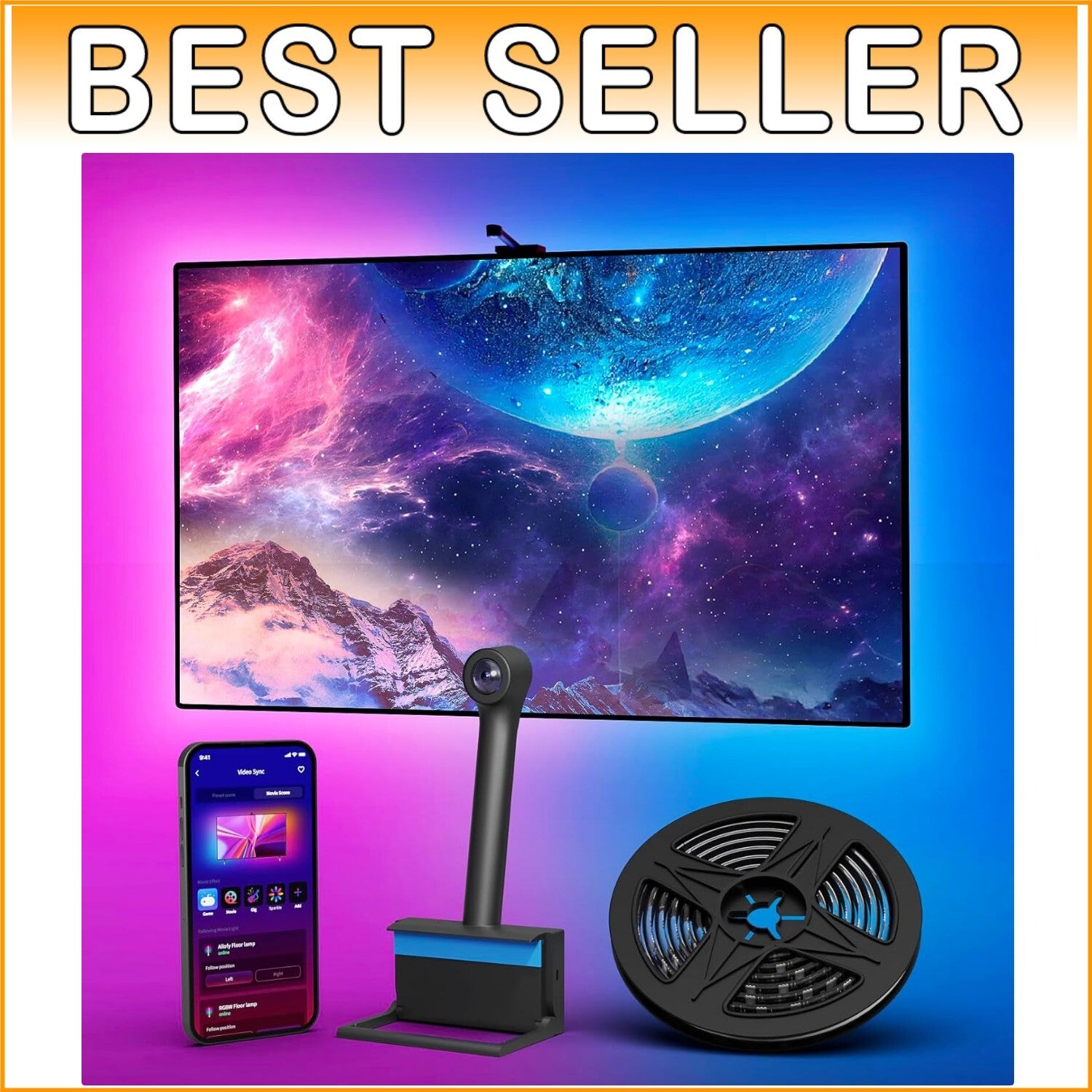 Dynamic LED Backlight for 75-85 Inch TVs - Immersive Screen Sync & Music Modes