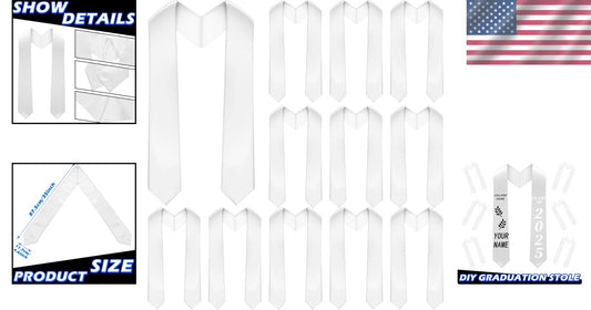 Classic 70 Inch Graduation Stoles - 12 Piece Set for Customizable Celebrations
